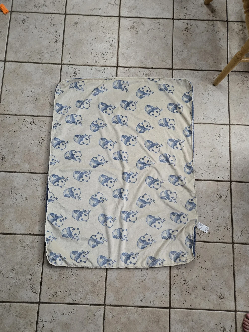 Carter's Cream Throw Blanket with Blue Panda Print